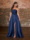 CWC_22243_ Robe de demoiselle d’honneur en satin avec bustier drapé, fente et mini-jupe intégrée disponible en plusieurs couleurs – christianeboutique.com