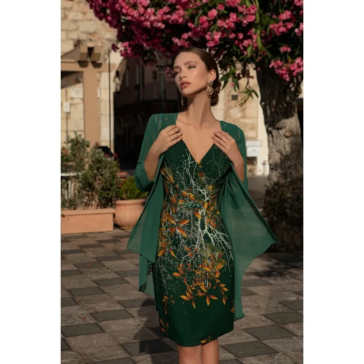 Robe imprimée avec veste en mousseline