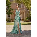 Robe longue imprimée jade