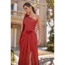 Robe longue asymétrique terracotta à fleurs - RO708