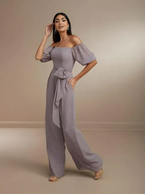 Combinaison pantalon en mousseline à épaules dénudées — 22171
