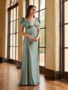 Robe ajustée décolleté en V et  manches bouffantes — 22254