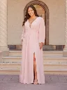 Robe longue à décolleté plongeant, manches longues — 22142