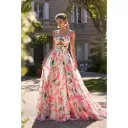 Robe longue fleurie en mousseline - Ro691i