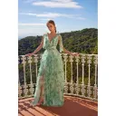 Robe longue en tulle imprimé vert - R202i
