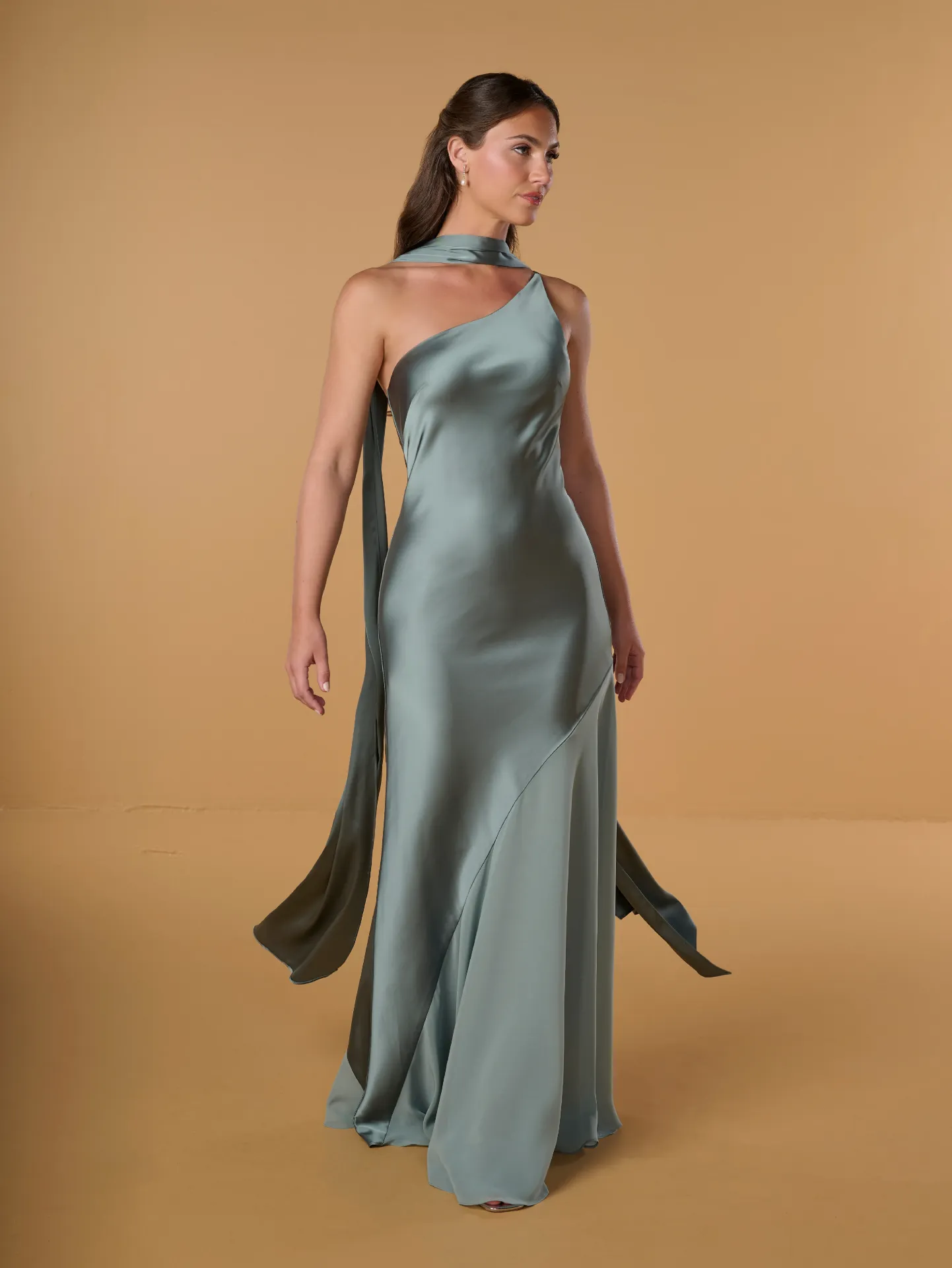 Robe longue asymétrique dos nu -CB22306 (US 0 / FR 32, Black)