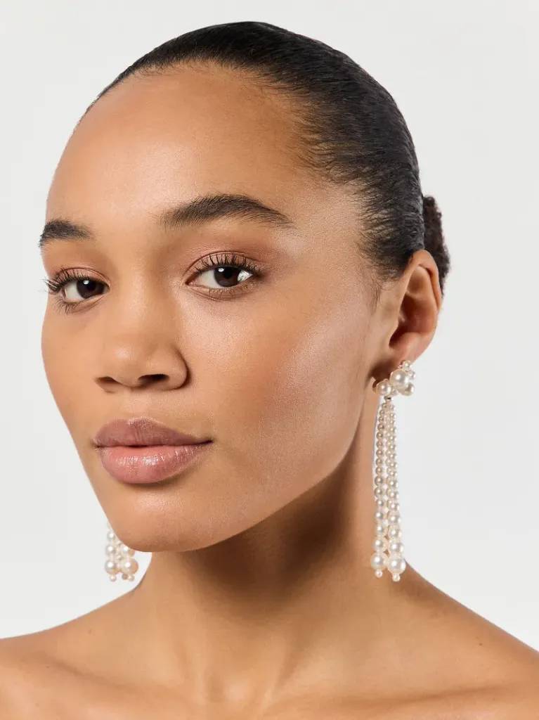 Boucles d’oreilles perlées ivoire et argent – P74204