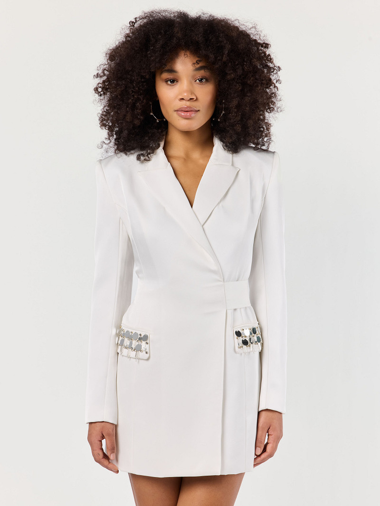 [GEM Kate DS-74125] Robe smoking courte ivoire – GEM 74125